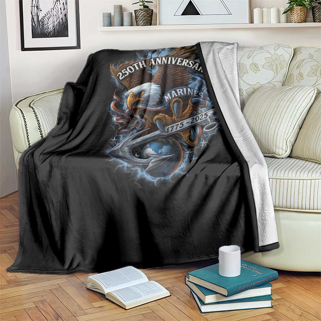 Us Marines Military 250th Anniversary Throw Blanket Bald Eagle Anchor - Wonder Print Shop
