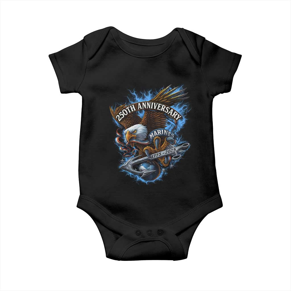 Us Marines Military 250th Anniversary Baby Onesie Bald Eagle Anchor - Wonder Print Shop
