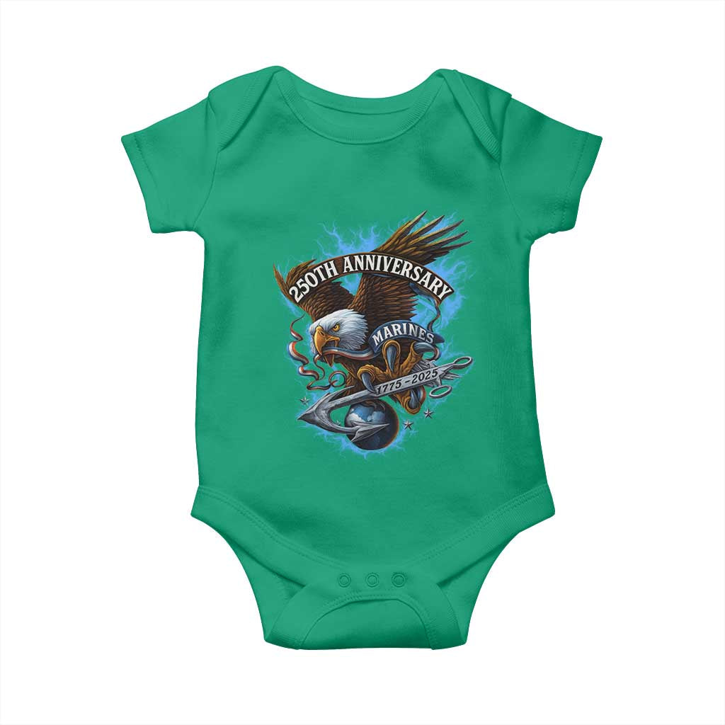 Us Marines Military 250th Anniversary Baby Onesie Bald Eagle Anchor - Wonder Print Shop