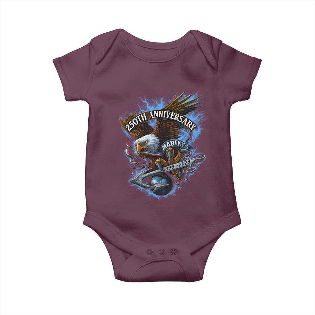 Us Marines Military 250th Anniversary Baby Onesie Bald Eagle Anchor - Wonder Print Shop