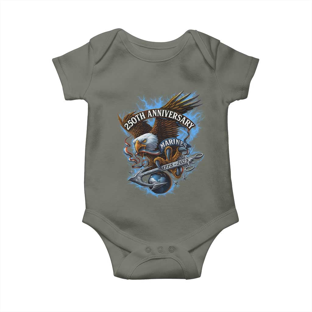 Us Marines Military 250th Anniversary Baby Onesie Bald Eagle Anchor - Wonder Print Shop