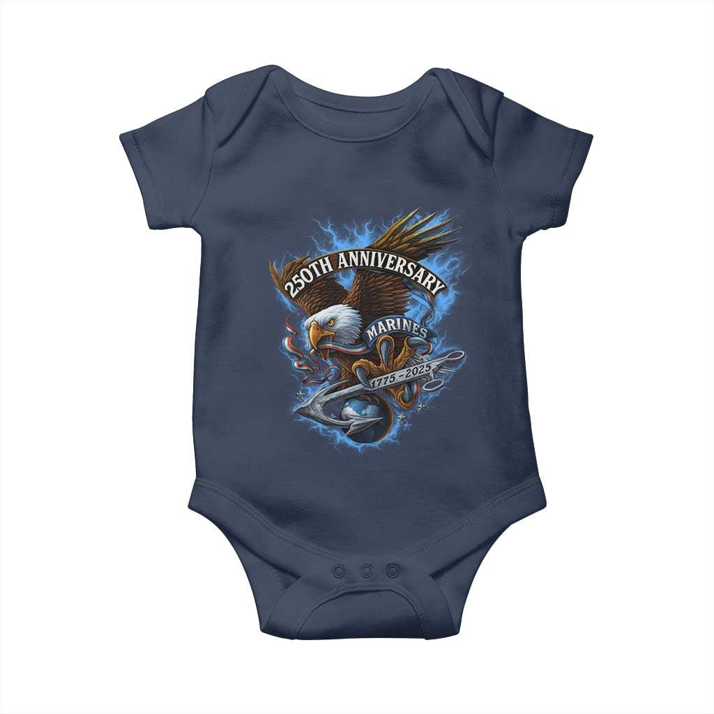 Us Marines Military 250th Anniversary Baby Onesie Bald Eagle Anchor - Wonder Print Shop