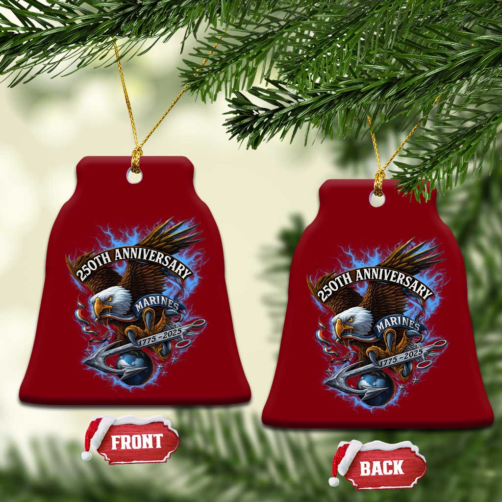 Us Marines Military 250th Anniversary Ceramic Ornament Bald Eagle Anchor - Wonder Print Shop