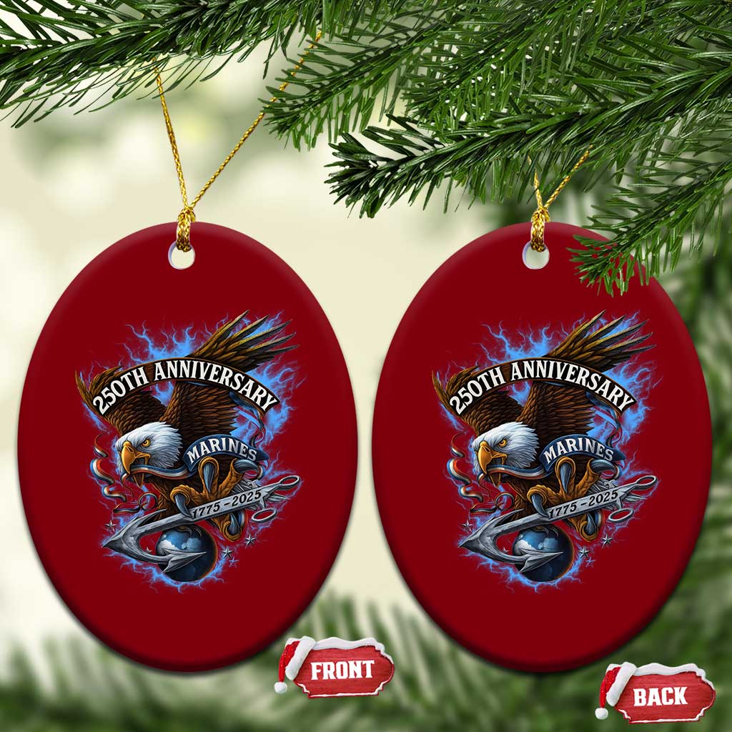 Us Marines Military 250th Anniversary Ceramic Ornament Bald Eagle Anchor - Wonder Print Shop