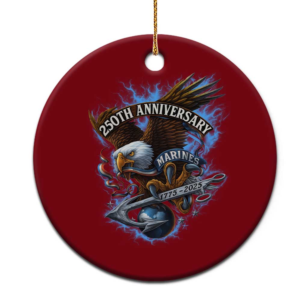 Us Marines Military 250th Anniversary Ceramic Ornament Bald Eagle Anchor - Wonder Print Shop
