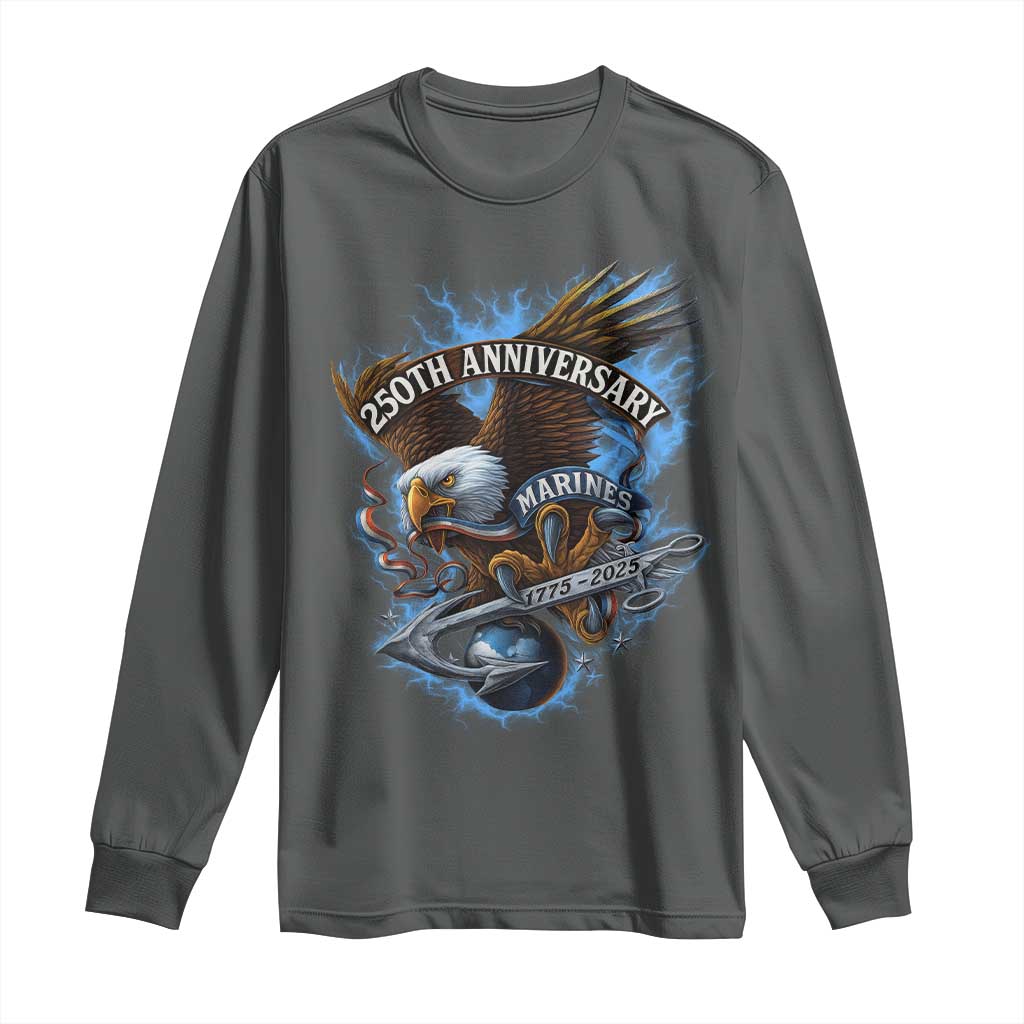 Us Marines Military 250th Anniversary Long Sleeve Shirt Bald Eagle Anchor - Wonder Print Shop