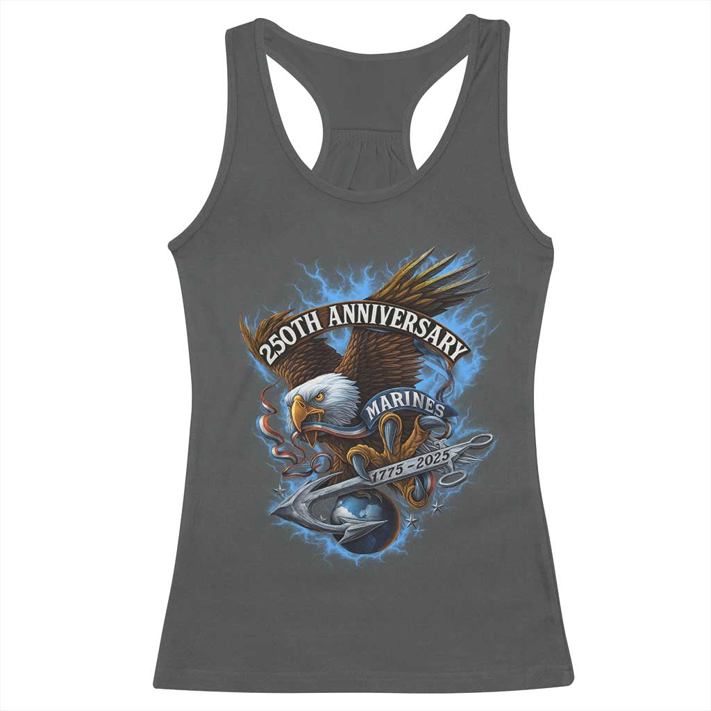 Us Marines Military 250th Anniversary Racerback Tank Top Bald Eagle Anchor - Wonder Print Shop