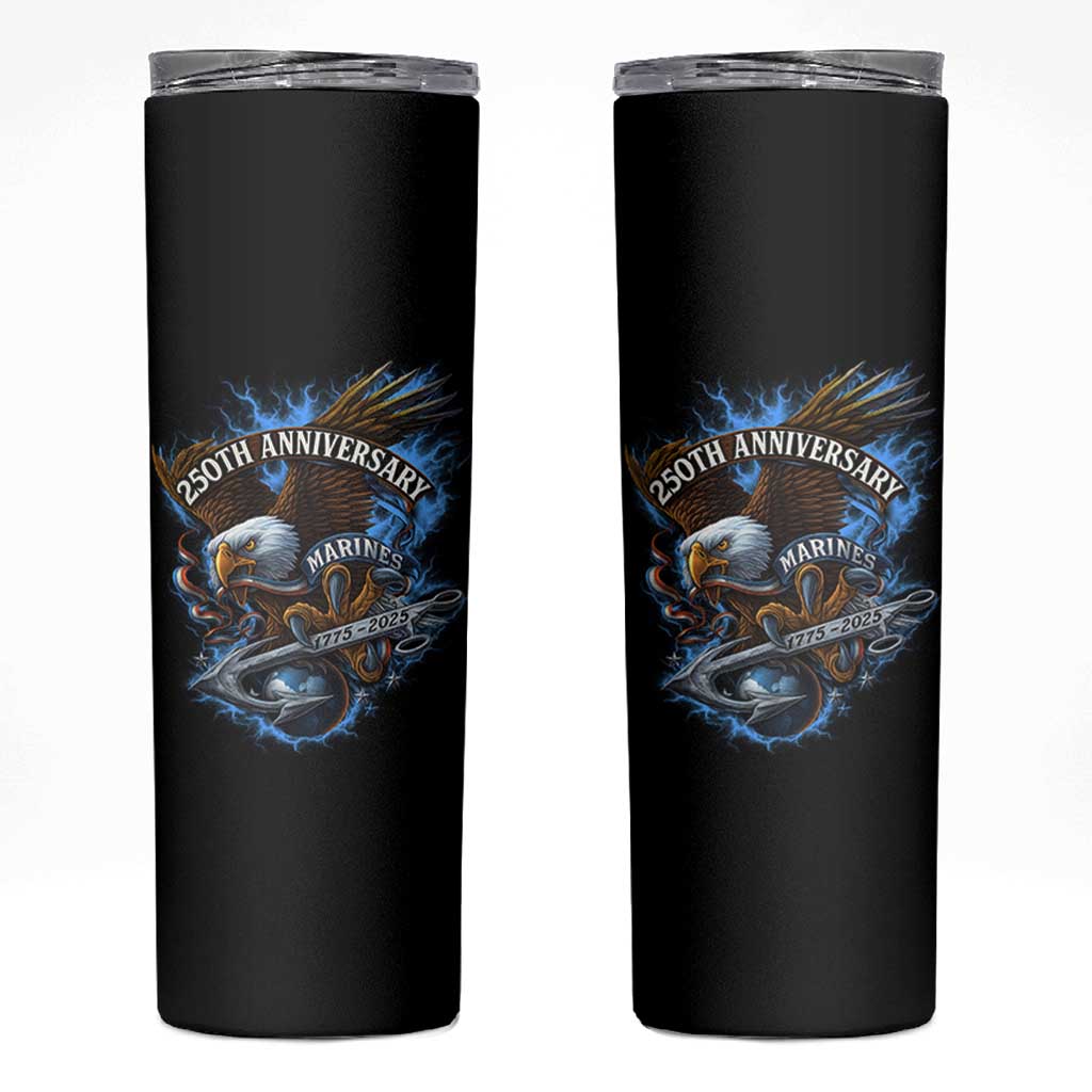 Us Marines Military 250th Anniversary Skinny Tumbler Bald Eagle Anchor - Wonder Print Shop