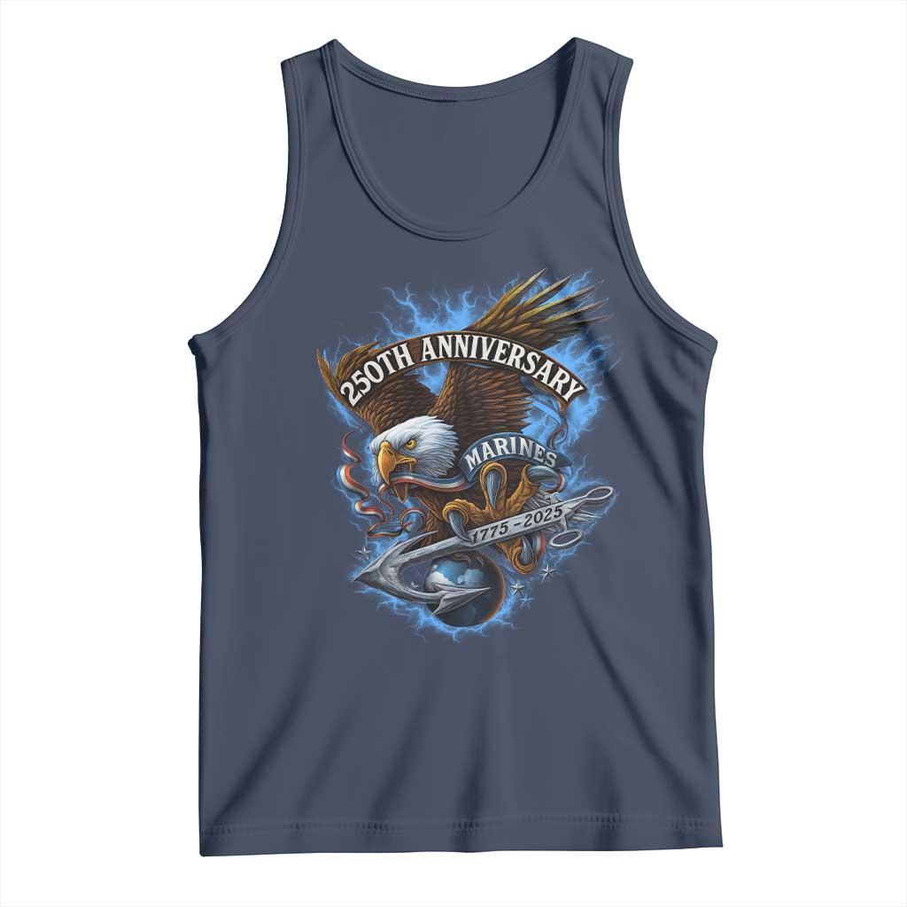 Us Marines Military 250th Anniversary Tank Top Bald Eagle Anchor - Wonder Print Shop