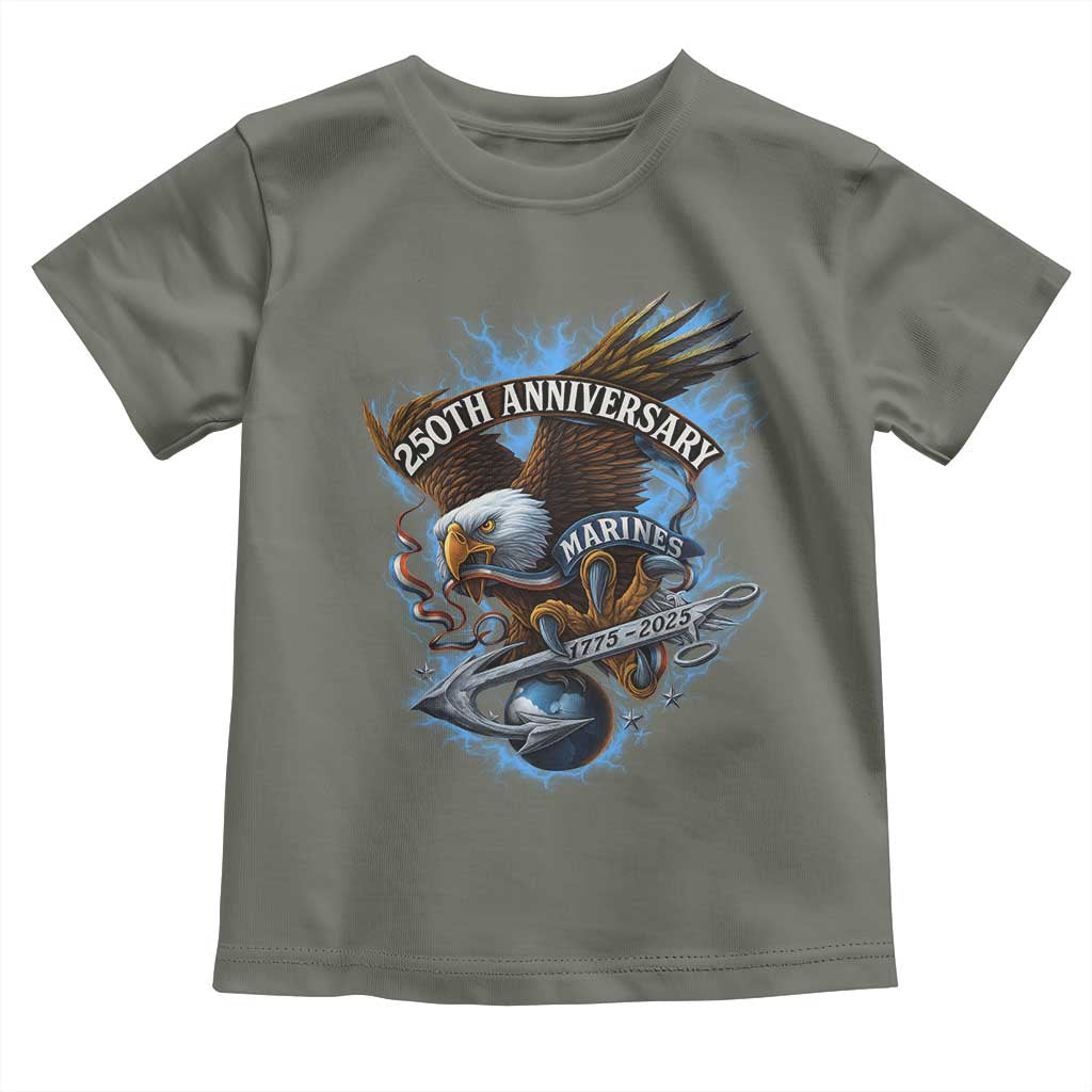 Us Marines Military 250th Anniversary Toddler T Shirt Bald Eagle Anchor - Wonder Print Shop