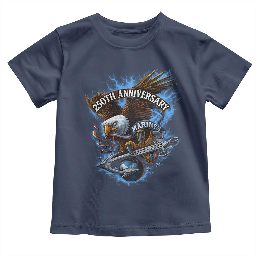 Us Marines Military 250th Anniversary Toddler T Shirt Bald Eagle Anchor - Wonder Print Shop
