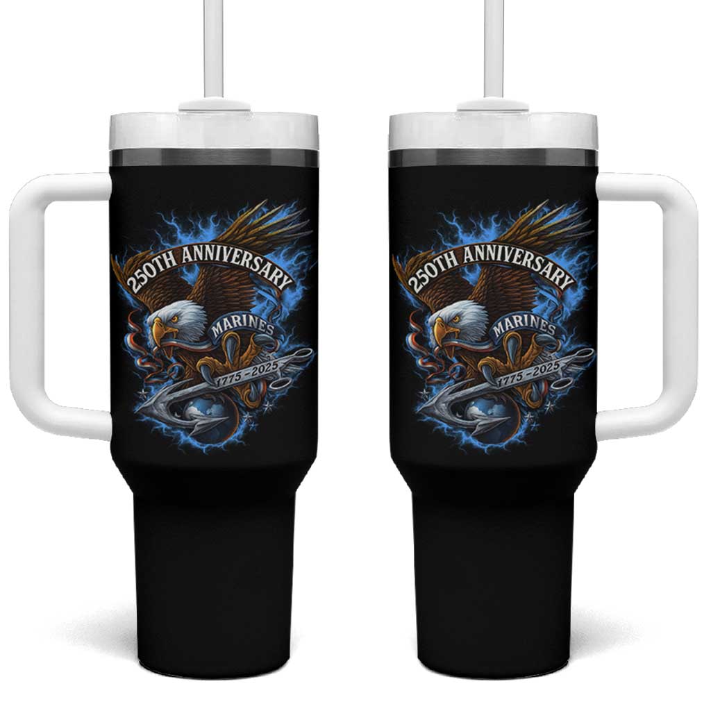 Us Marines Military 250th Anniversary Tumbler With Handle Bald Eagle Anchor - Wonder Print Shop