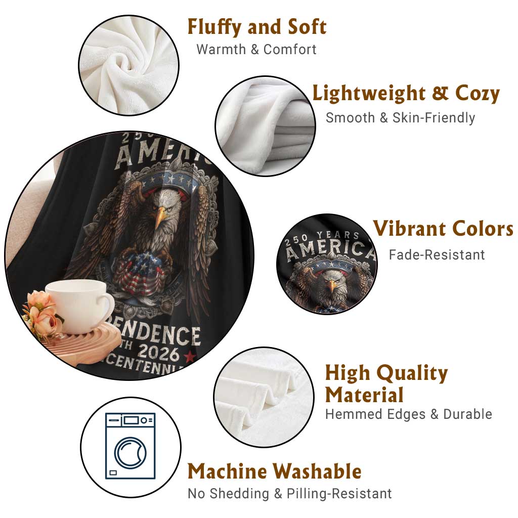 250 years Of America Independence Throw Blanket 250th American Anniversary Bald Eagle - Wonder Print Shop