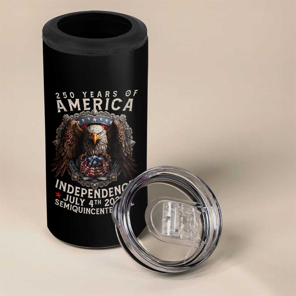 250 years Of America Independence 4 in 1 Can Cooler Tumbler 250th American Anniversary Bald Eagle - Wonder Print Shop