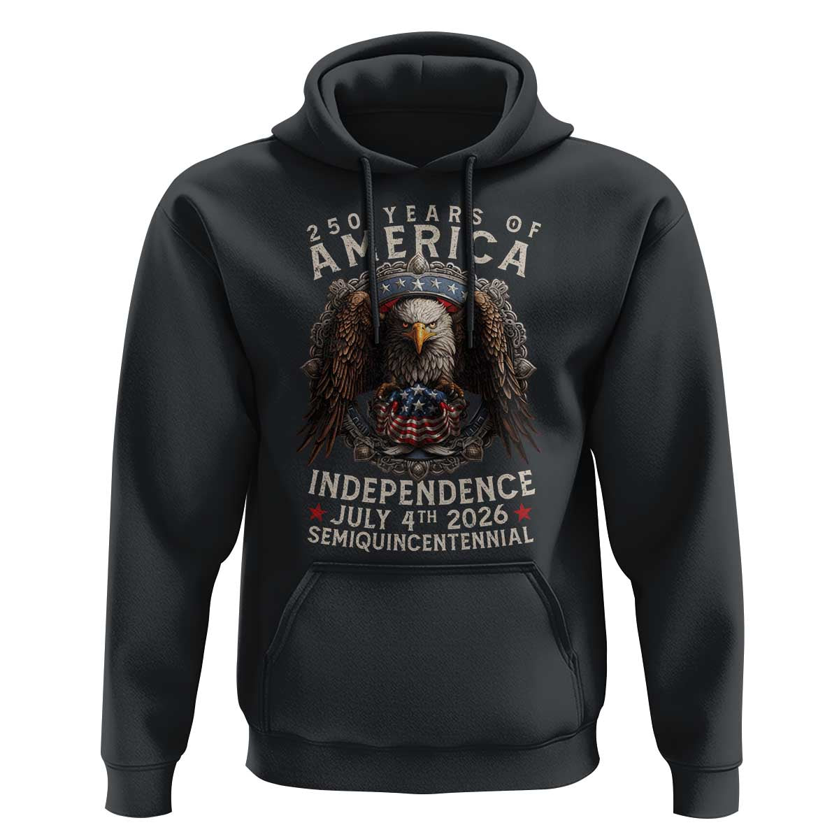 250 years Of America Independence Hoodie 250th American Anniversary Bald Eagle - Wonder Print Shop