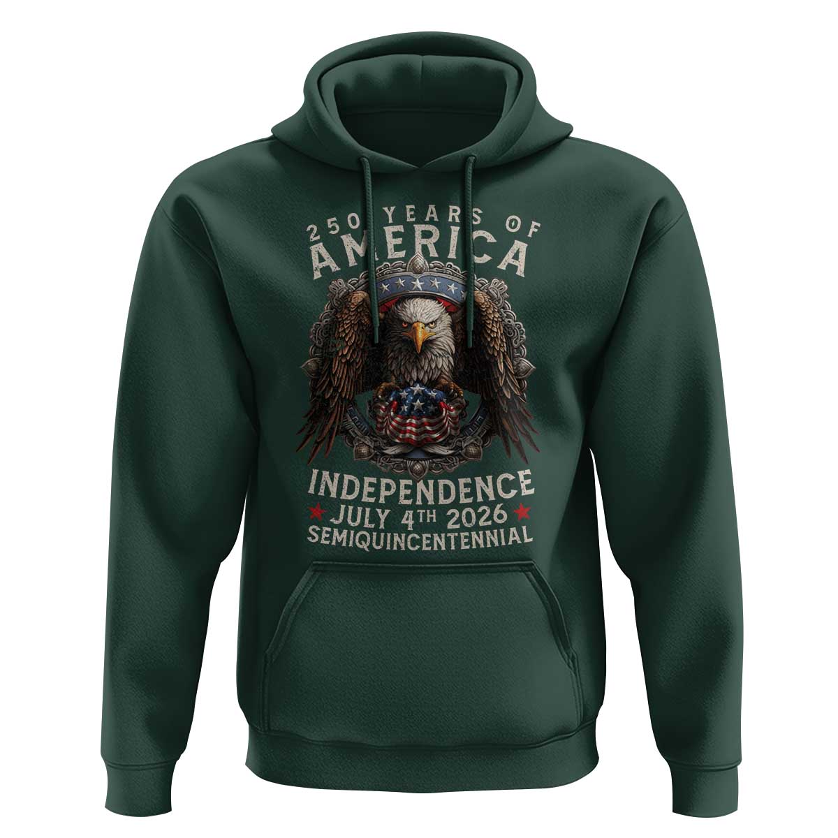 250 years Of America Independence Hoodie 250th American Anniversary Bald Eagle - Wonder Print Shop