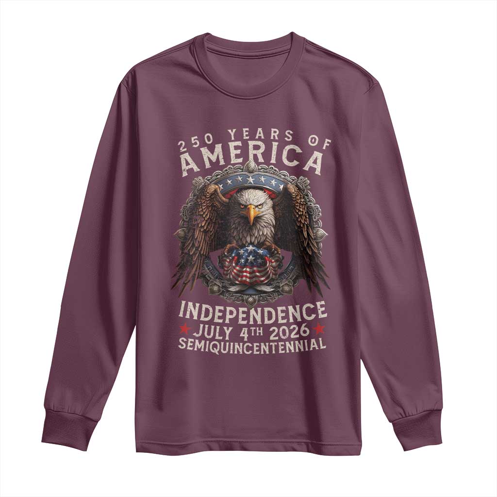 250 years Of America Independence Long Sleeve Shirt 250th American Anniversary Bald Eagle - Wonder Print Shop