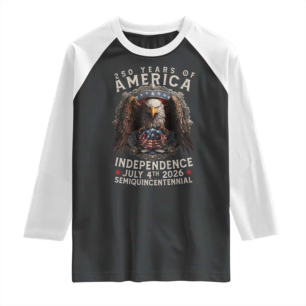 250 years Of America Independence Raglan Shirt 250th American Anniversary Bald Eagle - Wonder Print Shop