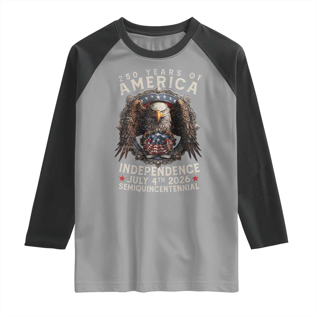 250 years Of America Independence Raglan Shirt 250th American Anniversary Bald Eagle - Wonder Print Shop
