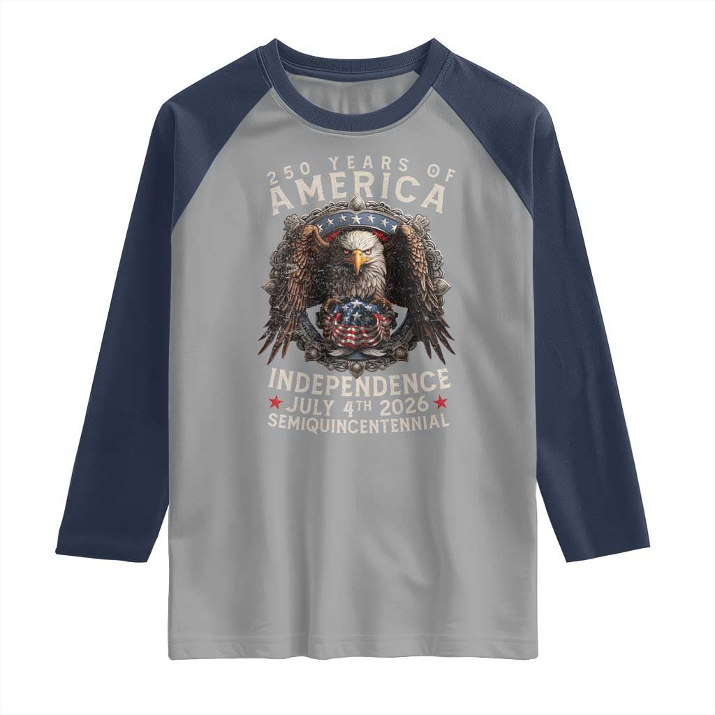 250 years Of America Independence Raglan Shirt 250th American Anniversary Bald Eagle - Wonder Print Shop