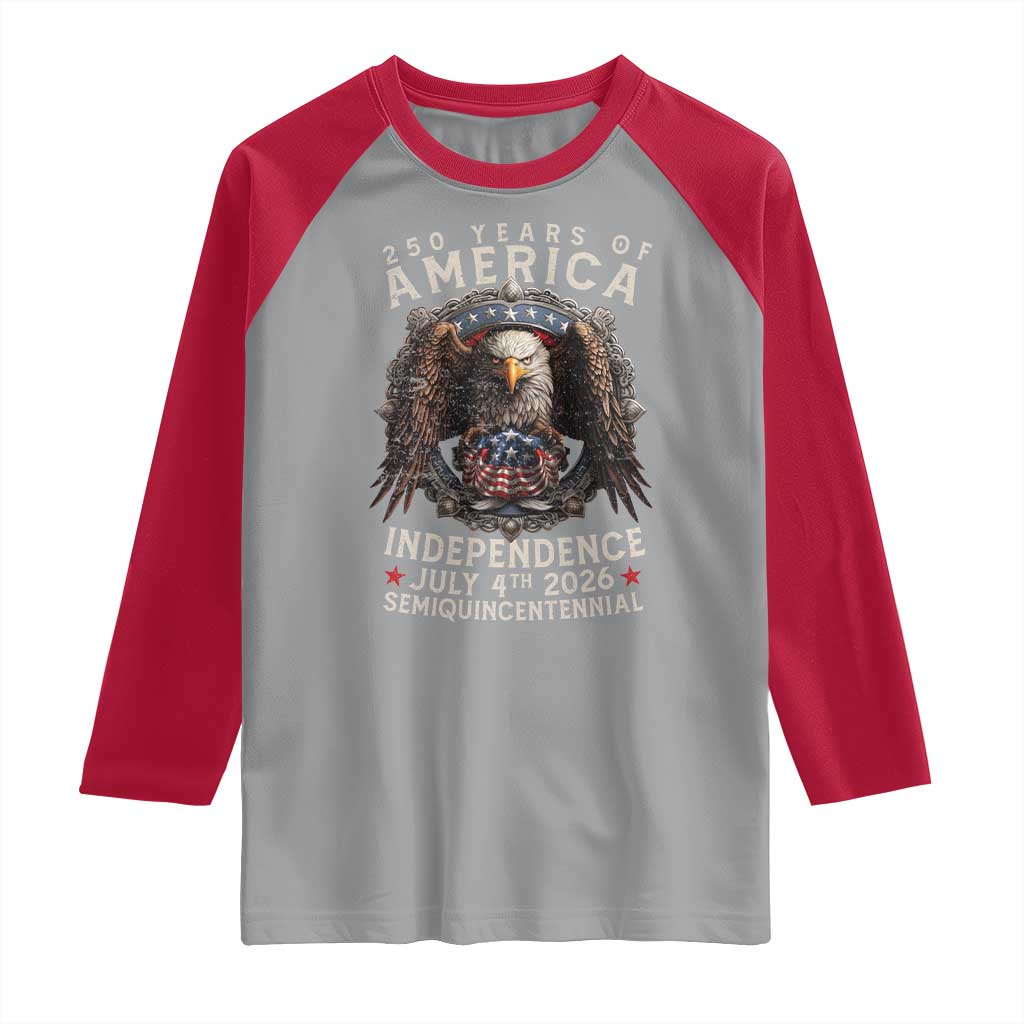 250 years Of America Independence Raglan Shirt 250th American Anniversary Bald Eagle - Wonder Print Shop