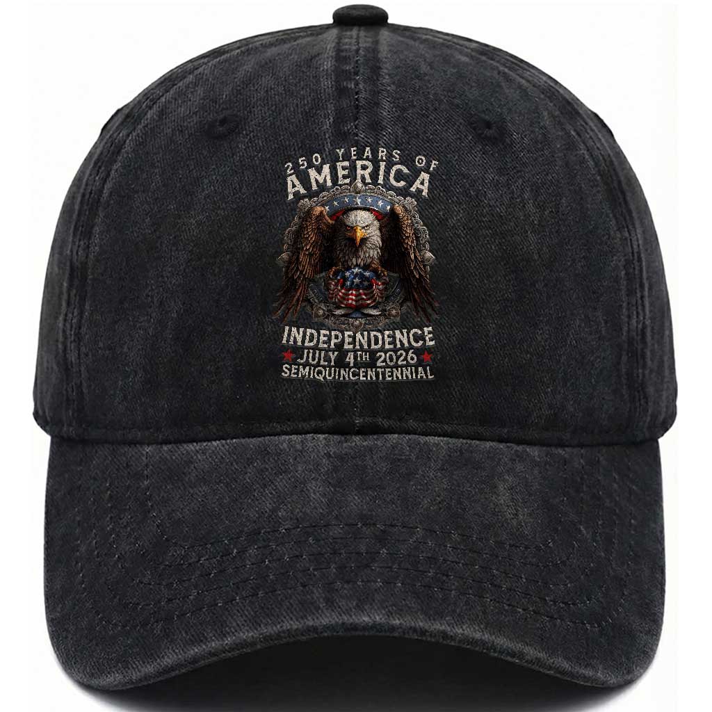 250 years Of America Independence Washed Cotton Baseball Cap 250th American Anniversary Bald Eagle