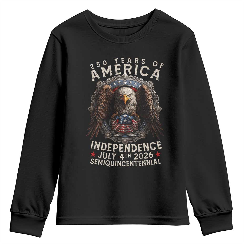 250 years Of America Independence Youth Sweatshirt 250th American Anniversary Bald Eagle - Wonder Print Shop