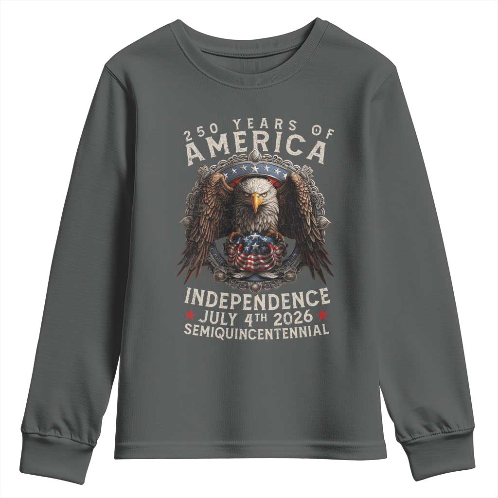 250 years Of America Independence Youth Sweatshirt 250th American Anniversary Bald Eagle - Wonder Print Shop