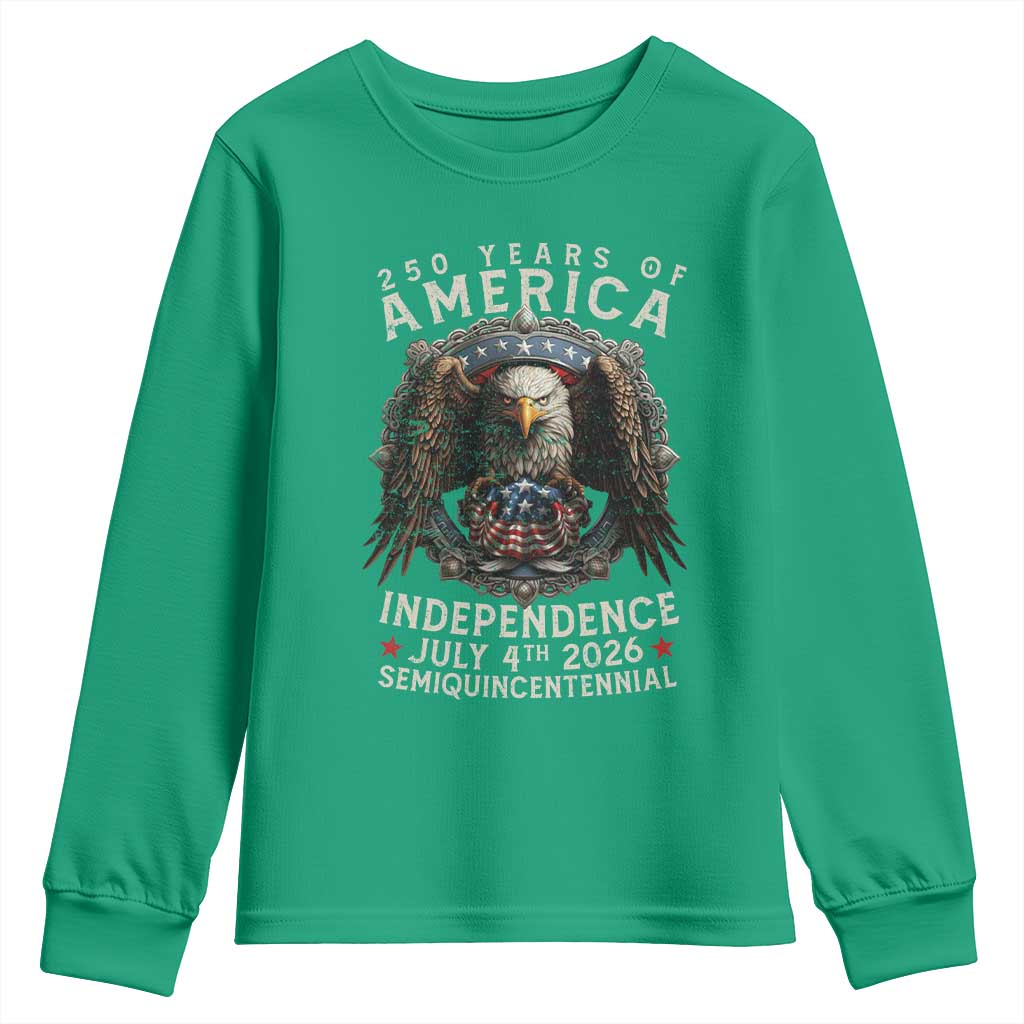 250 years Of America Independence Youth Sweatshirt 250th American Anniversary Bald Eagle - Wonder Print Shop