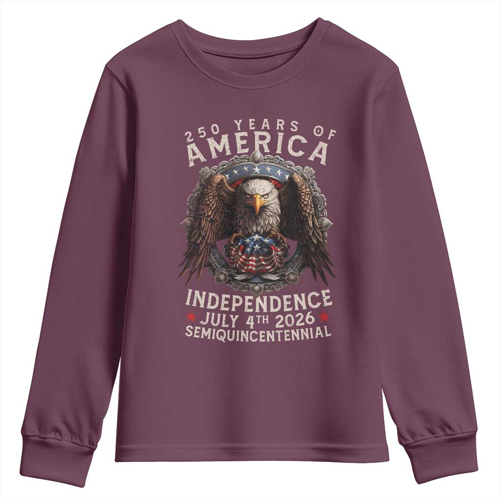 250 years Of America Independence Youth Sweatshirt 250th American Anniversary Bald Eagle - Wonder Print Shop