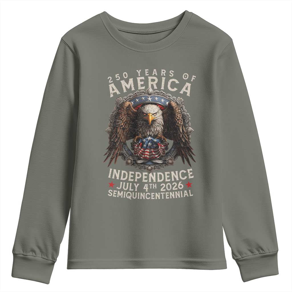 250 years Of America Independence Youth Sweatshirt 250th American Anniversary Bald Eagle - Wonder Print Shop
