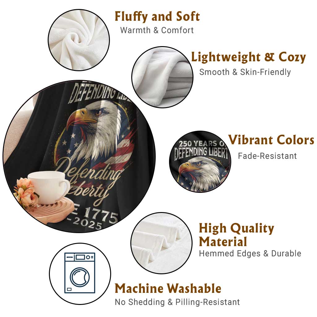 Patriotic USA Army Military 250th Anniversary Throw Blanket 250 Years Of Defending Liberty Since 1775 - Wonder Print Shop