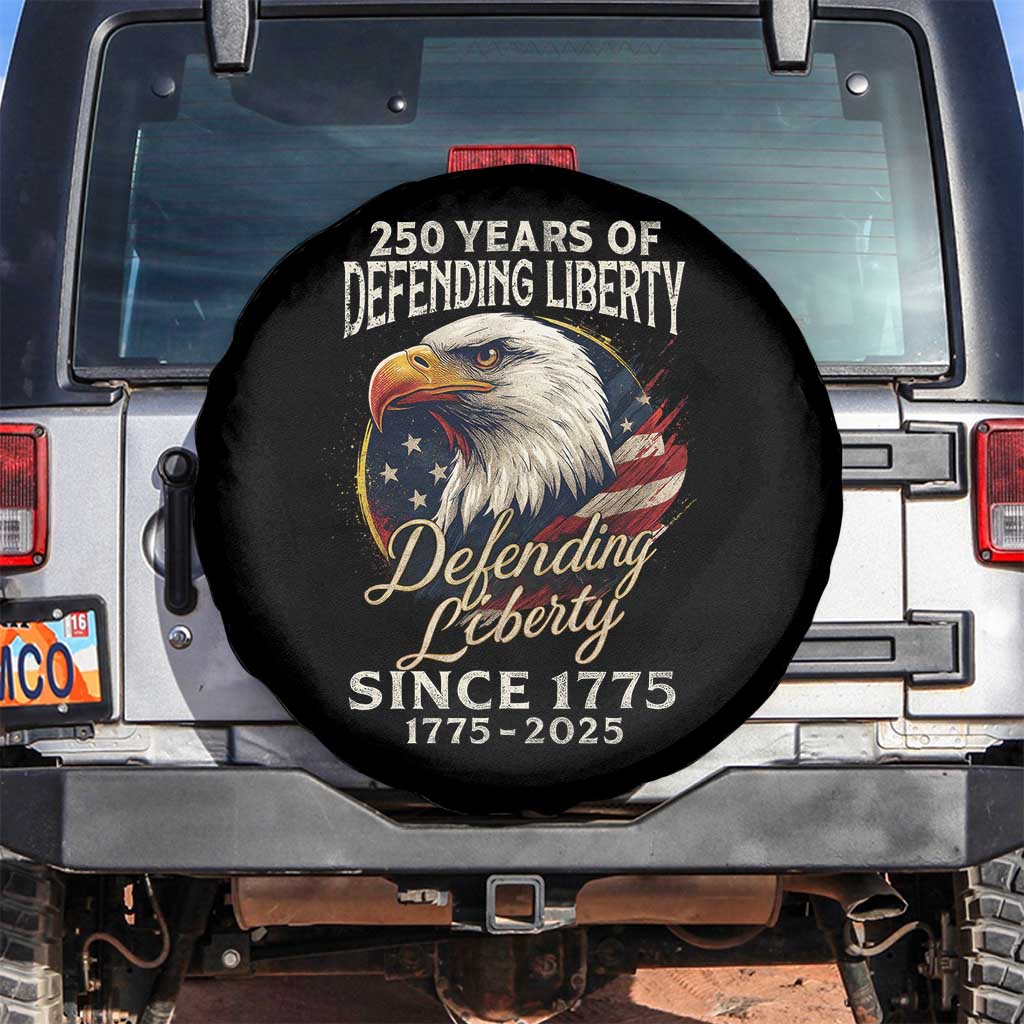Patriotic USA Army Military 250th Anniversary Spare Tire Cover 250 Years Of Defending Liberty Since 1775 - Wonder Print Shop