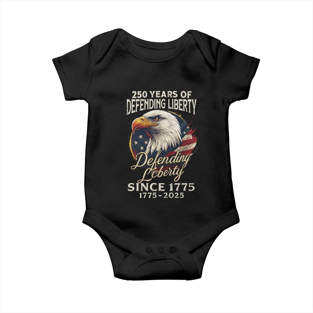 Patriotic USA Army Military 250th Anniversary Baby Onesie 250 Years Of Defending Liberty Since 1775 - Wonder Print Shop