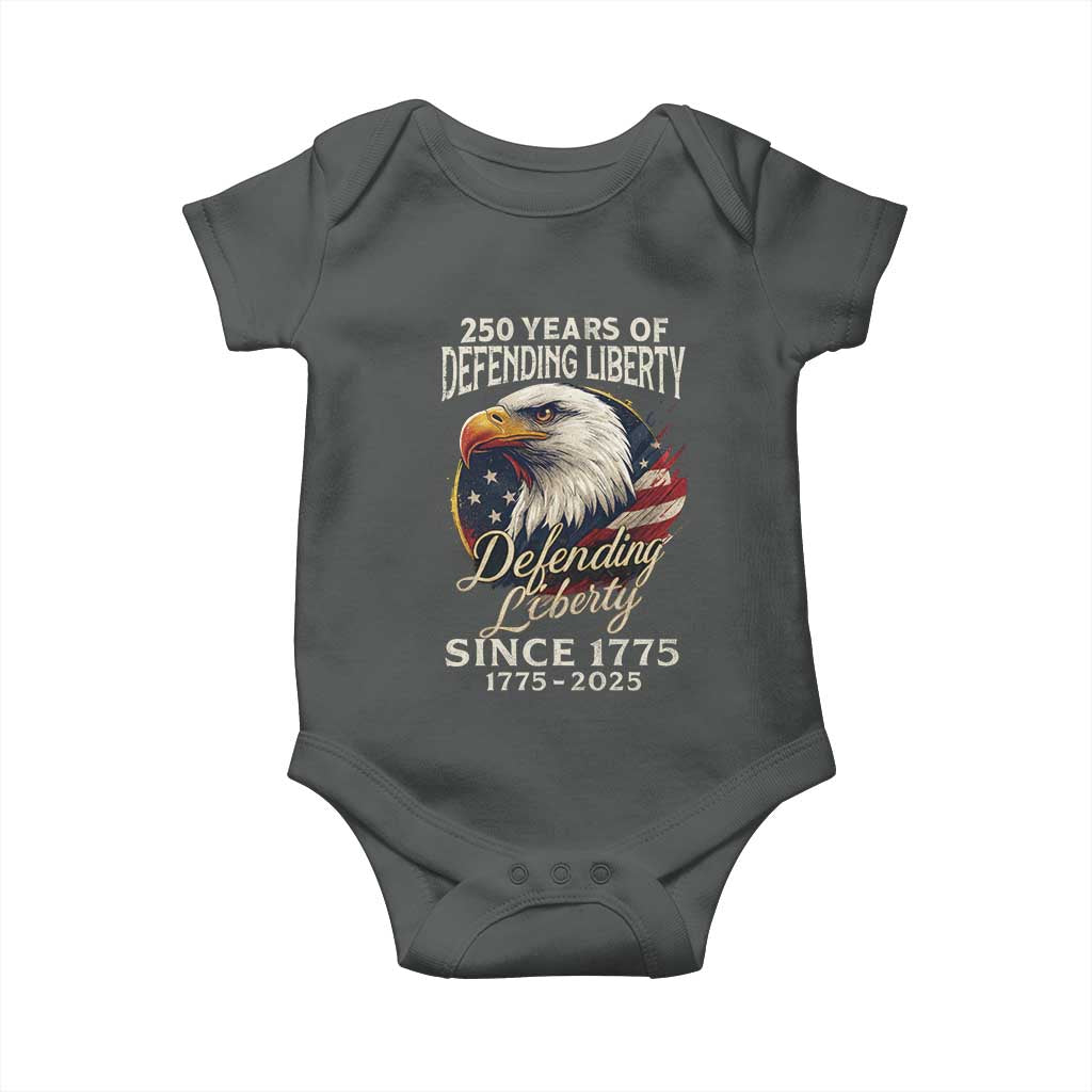 Patriotic USA Army Military 250th Anniversary Baby Onesie 250 Years Of Defending Liberty Since 1775 - Wonder Print Shop