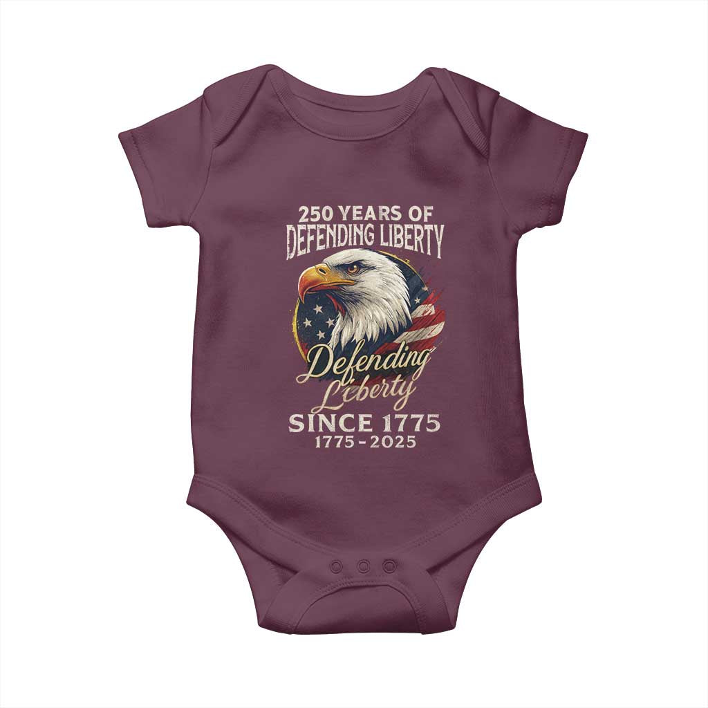 Patriotic USA Army Military 250th Anniversary Baby Onesie 250 Years Of Defending Liberty Since 1775 - Wonder Print Shop