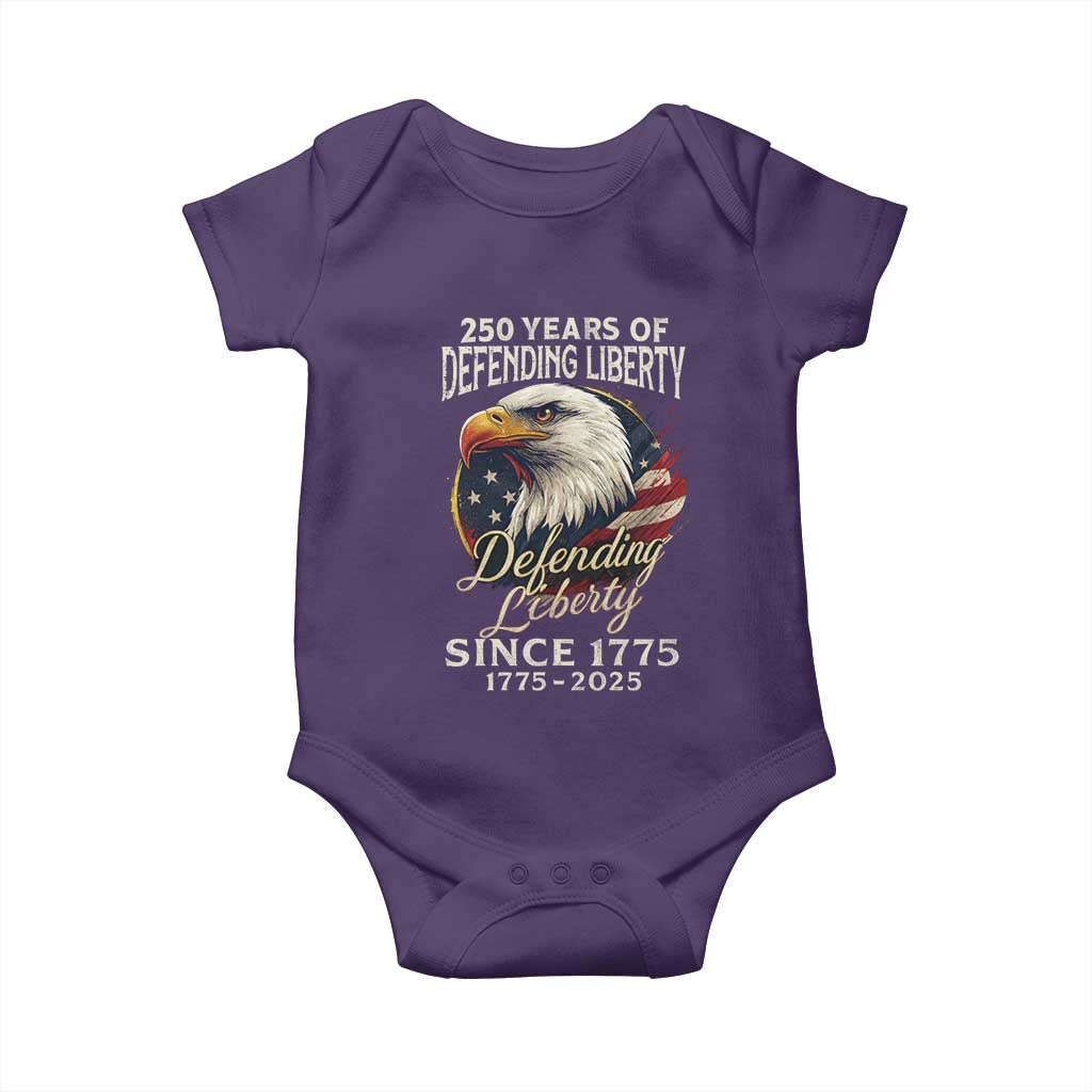 Patriotic USA Army Military 250th Anniversary Baby Onesie 250 Years Of Defending Liberty Since 1775 - Wonder Print Shop