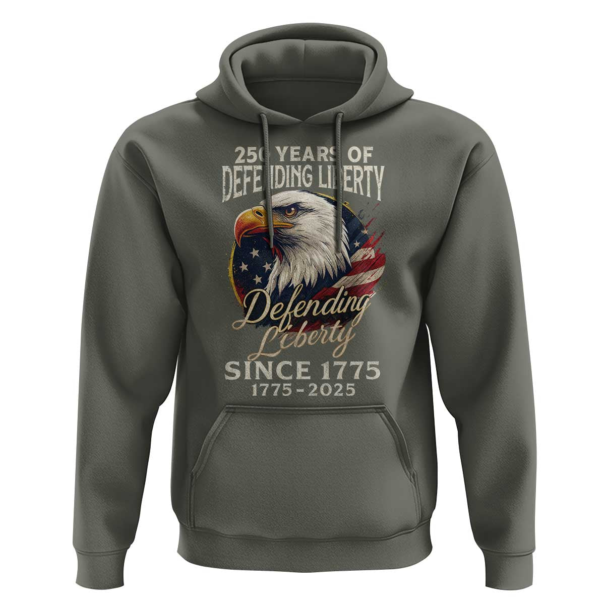 Patriotic USA Army Military 250th Anniversary Hoodie 250 Years Of Defending Liberty Since 1775 - Wonder Print Shop
