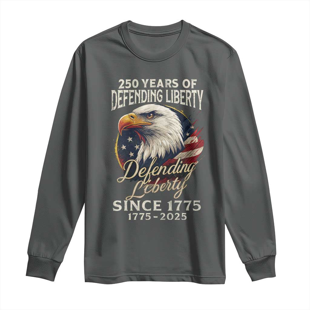 Patriotic USA Army Military 250th Anniversary Long Sleeve Shirt 250 Years Of Defending Liberty Since 1775 - Wonder Print Shop