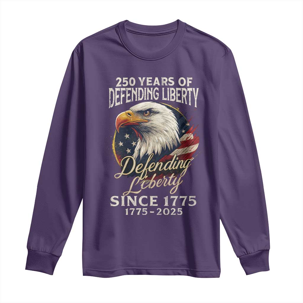 Patriotic USA Army Military 250th Anniversary Long Sleeve Shirt 250 Years Of Defending Liberty Since 1775 - Wonder Print Shop