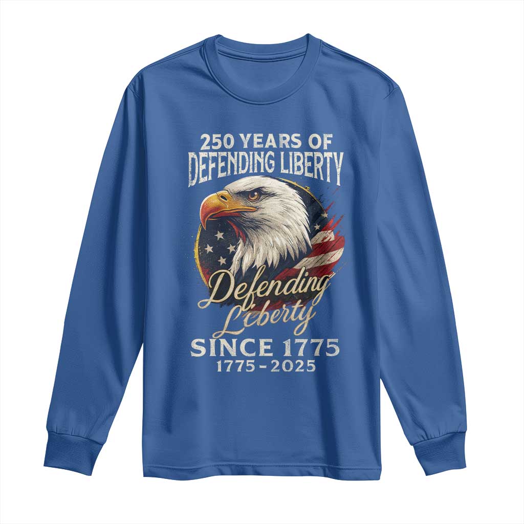 Patriotic USA Army Military 250th Anniversary Long Sleeve Shirt 250 Years Of Defending Liberty Since 1775 - Wonder Print Shop