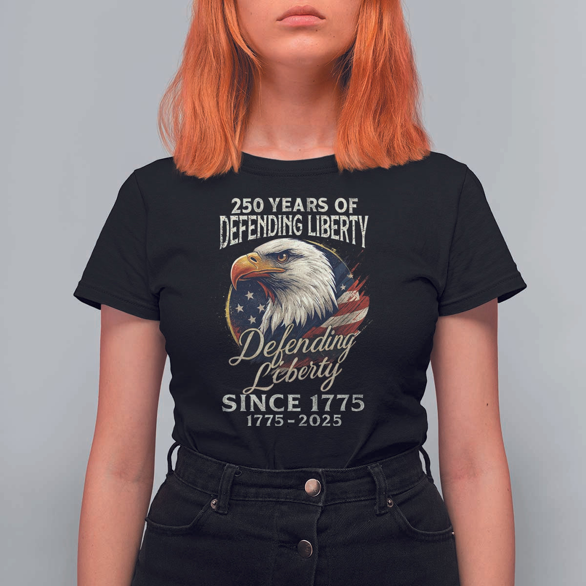 Patriotic USA Army Military 250th Anniversary T Shirt For Women 250 Years Of Defending Liberty Since 1775 - Wonder Print Shop