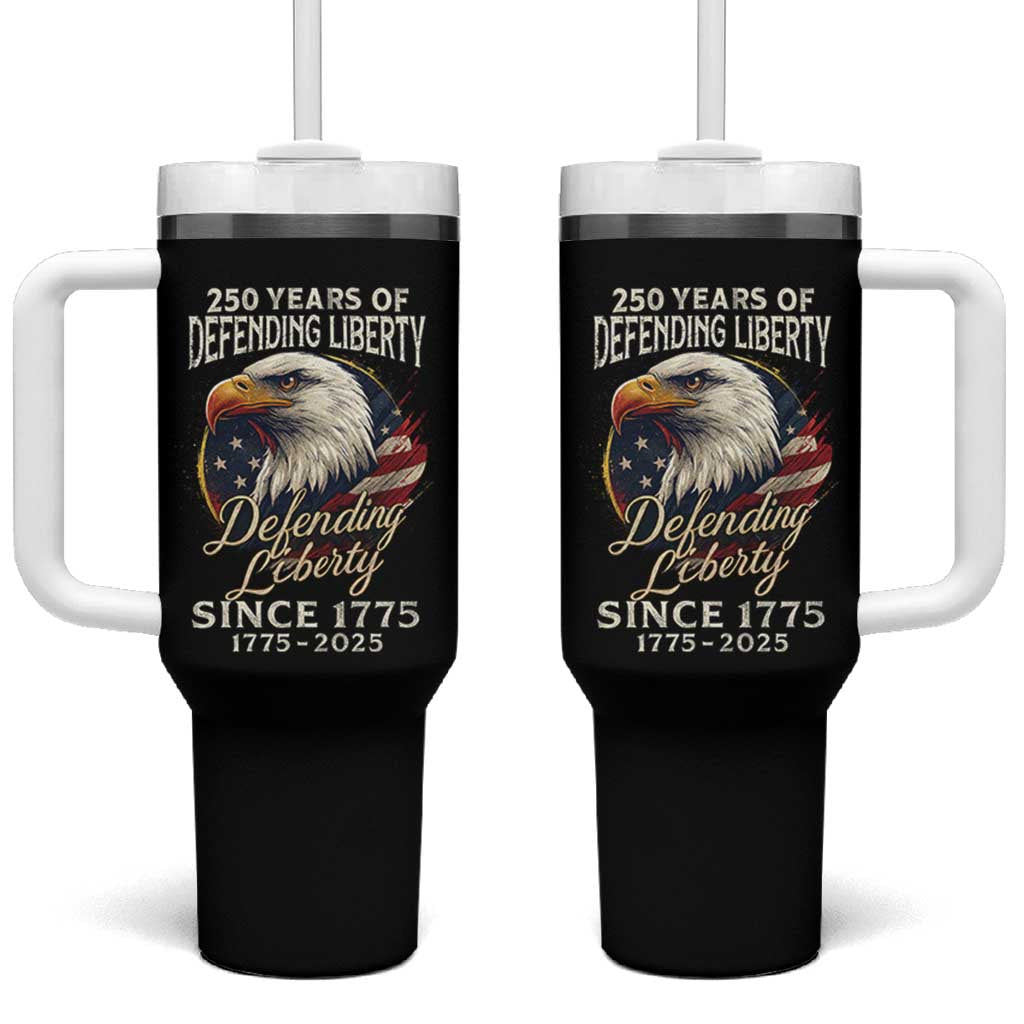 Patriotic USA Army Military 250th Anniversary Tumbler With Handle 250 Years Of Defending Liberty Since 1775 - Wonder Print Shop