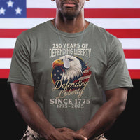 Patriotic USA Army Military 250th Anniversary T Shirt 250 Years Of Defending Liberty Since 1775 - Wonder Print Shop