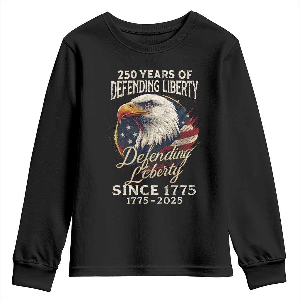 Patriotic USA Army Military 250th Anniversary Youth Sweatshirt 250 Years Of Defending Liberty Since 1775 - Wonder Print Shop