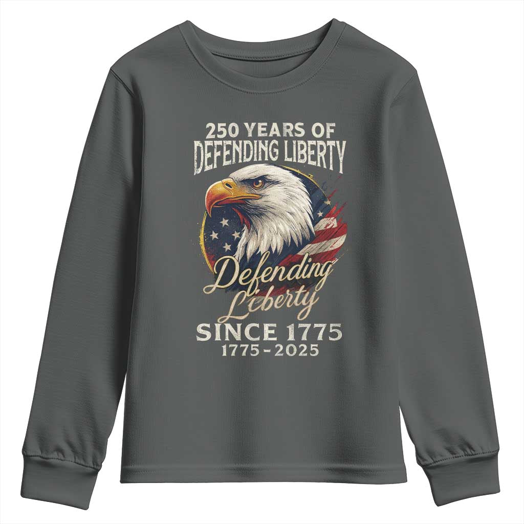 Patriotic USA Army Military 250th Anniversary Youth Sweatshirt 250 Years Of Defending Liberty Since 1775 - Wonder Print Shop
