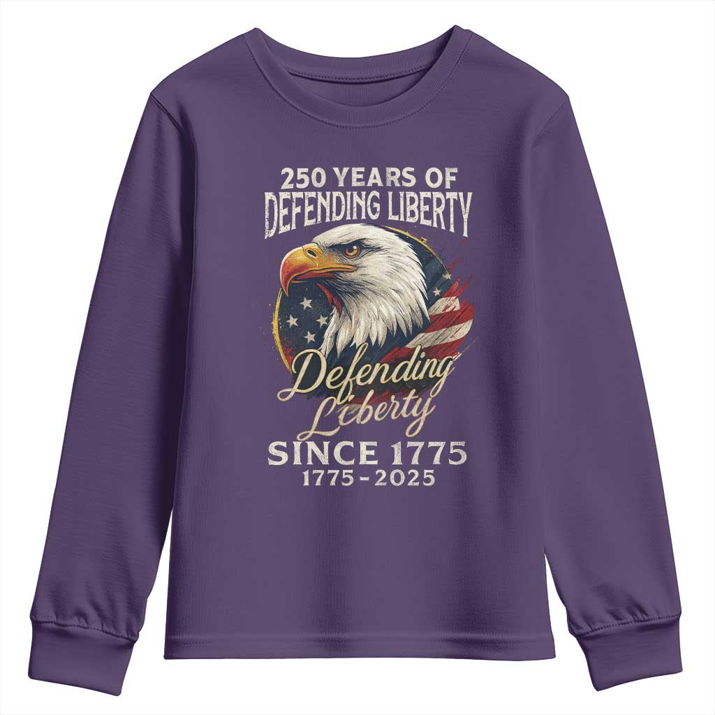 Patriotic USA Army Military 250th Anniversary Youth Sweatshirt 250 Years Of Defending Liberty Since 1775 - Wonder Print Shop