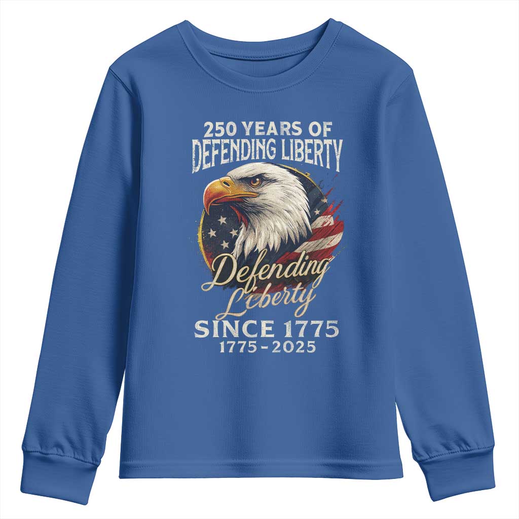 Patriotic USA Army Military 250th Anniversary Youth Sweatshirt 250 Years Of Defending Liberty Since 1775 - Wonder Print Shop