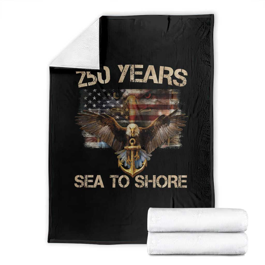 US Navy Military 250th Anniversary Throw Blanket 250 Years Sea To Shore Bald Eagle - Wonder Print Shop