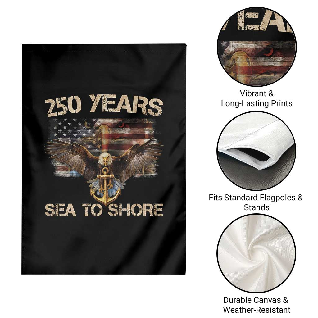 US Navy Military 250th Anniversary Garden Flag 250 Years Sea To Shore Bald Eagle - Wonder Print Shop